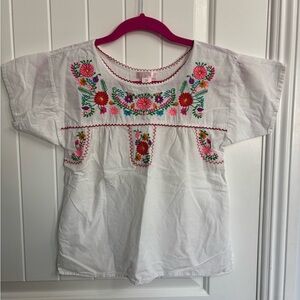 Embroidered White Kids Blouse